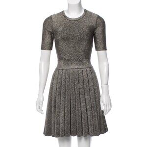 Grey Glittery Metallic A.L.C. short sleeve pleated skirt dress - Size XS